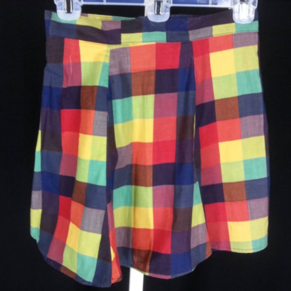 Mini colorful check flared skirt Small